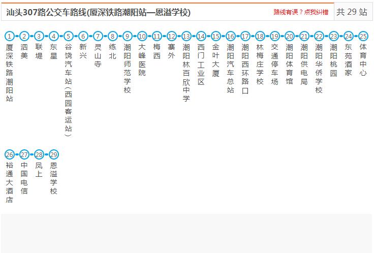 汕頭潮陽307路_汕頭潮陽307路公交車路線_潮陽公交查詢