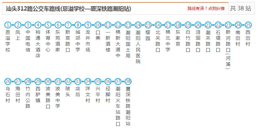 汕頭潮陽312路_汕頭潮陽312路公交車路線_潮陽公交查詢