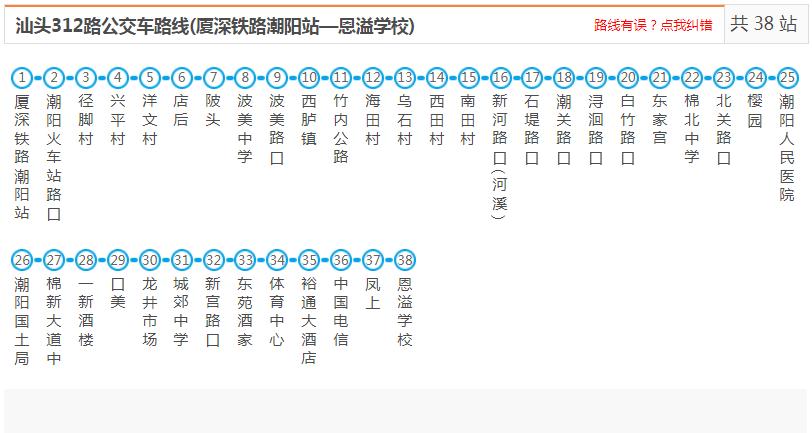 汕頭潮陽312路_汕頭潮陽312路公交車路線_潮陽公交查詢