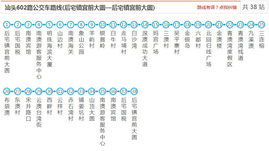 汕頭602路_汕頭602路公交車路線_汕頭南澳公交車查詢