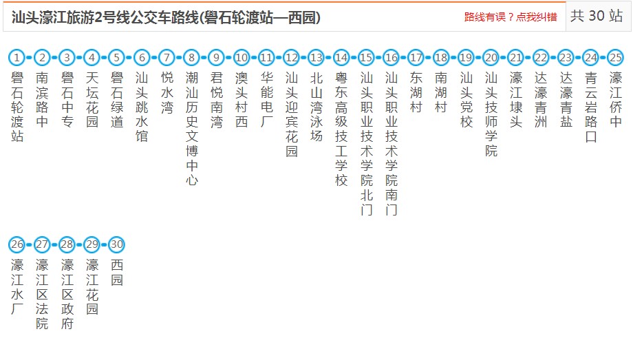 汕頭濠江旅游2號線_汕頭濠江旅游2號線公交車路線查詢