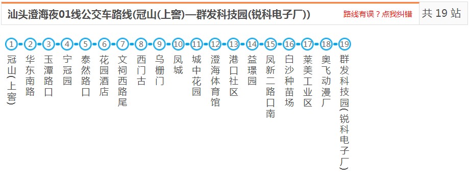 汕頭澄海夜01線_汕頭夜01線公交車路線_汕頭公交查詢