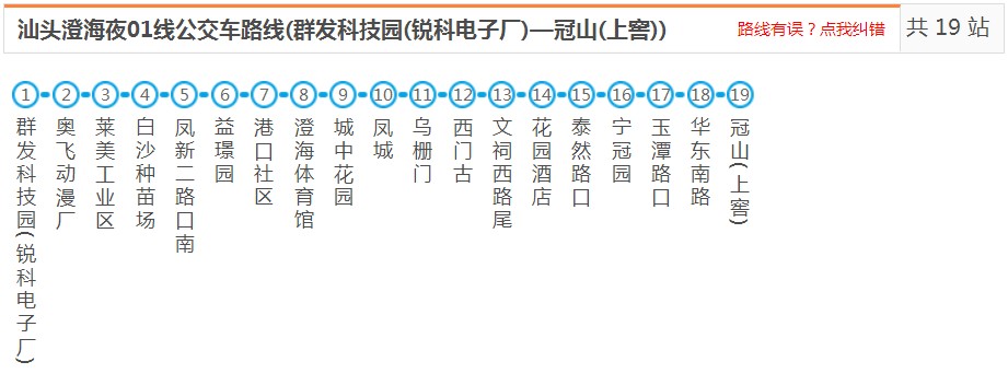 汕頭澄海夜01線_汕頭夜01線公交車路線_汕頭公交查詢