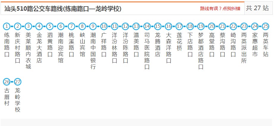 汕頭潮南510路_汕頭510路公交車路線_汕頭公交查詢